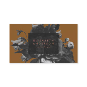 Premium Professional Black Rose Bouquet Terracotta Business Card