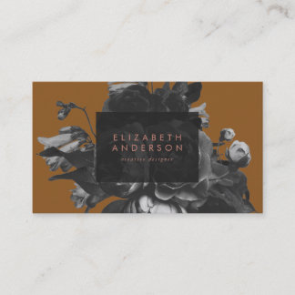Premium Professional Black Rose Bouquet Terracotta Business Card