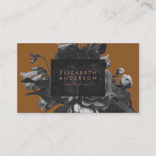 Customizable Premium Professional Black Rose Bouquet Terracotta Business Card
