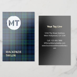 Premium Professional Blue Tartan Personalized Foil Spot Gloss Business Cards
