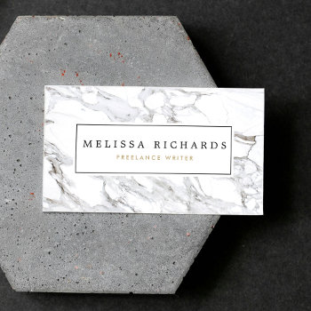 Premium Professional Luxe Minimalist White Marble Business Card by 1201am at Zazzle