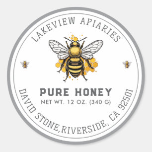 Premium Pure Honey Jar Labels Tailored Custom