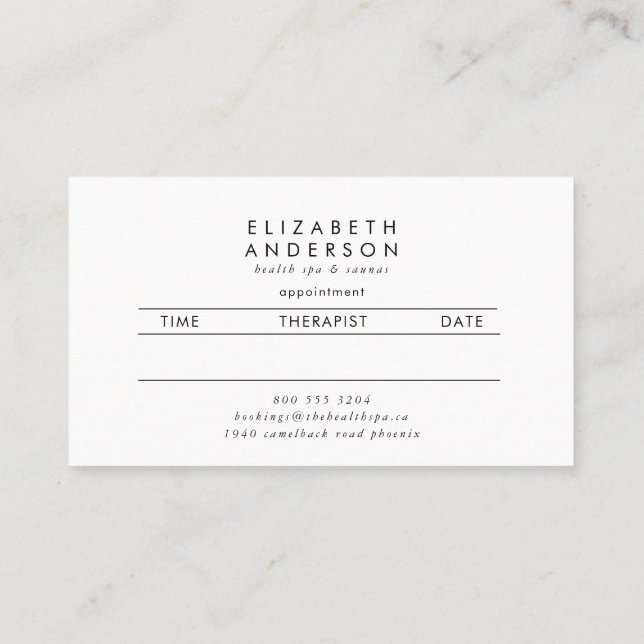 Premium Pure White Pampas Grass Floral Ultra Appointment Card (Back)