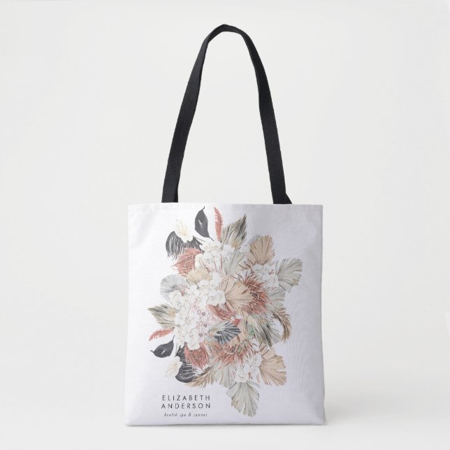 Premium Pure White Pampas Grass Floral Ultra Tote (Front)