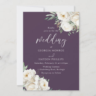 Premium Purple & White Floral Wedding Invitation