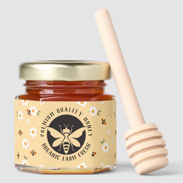 Premium Quality Honey Honey Bee Pattern Jar Favors (Front)
