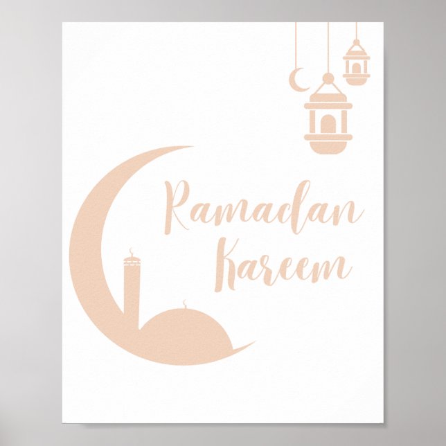 Premium Ramadan Kareem Crescent Moon & Lantern Wal Poster (Front)
