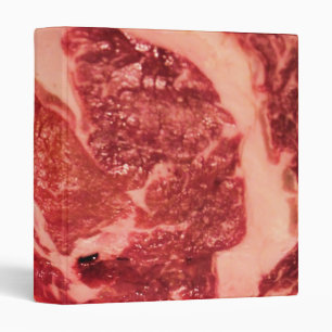 Premium Raw Red Meat   Marbled Steak Macro Photo 3 Ring Binder