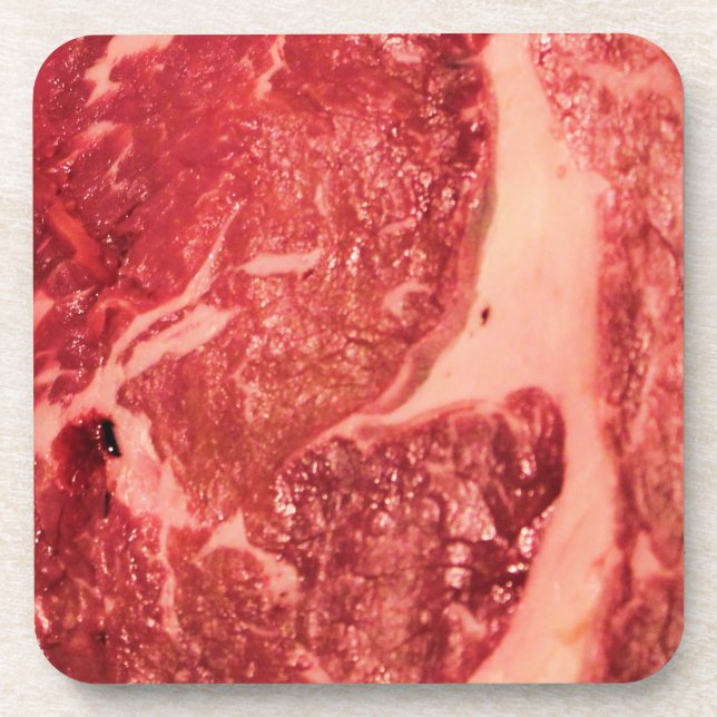Premium Raw Red Meat | Marbled Steak Macro Photo Drink Coaster (Front)