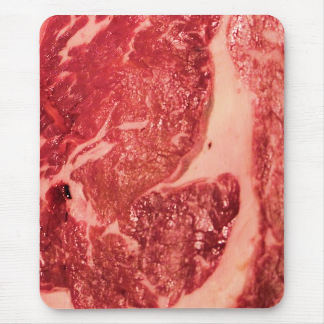 Premium Raw Red Meat | Marbled Steak Macro Photo Mouse Pad (Front)