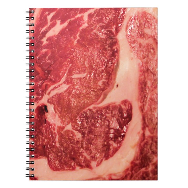 Premium Raw Red Meat | Marbled Steak Macro Photo Notebook (Front)