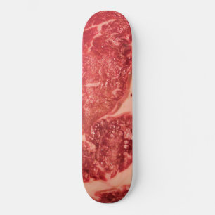 Premium Raw Red Meat   Marbled Steak Macro Photo Skateboard Deck