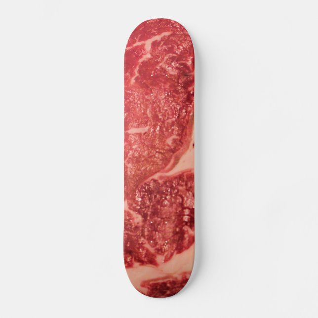 Premium Raw Red Meat | Marbled Steak Macro Photo Skateboard Deck (Front)