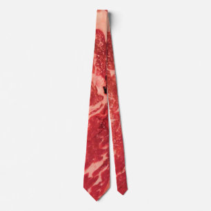 Premium Raw Red Meat   Marbled Steak Macro Photo Tie