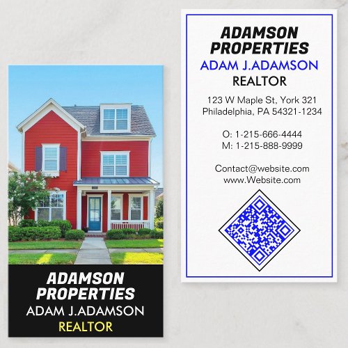 Premium Real Estate Agent QR Code Photo Realtor Business Card