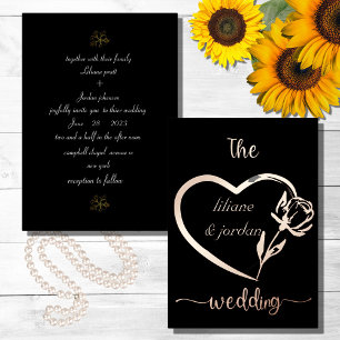  Premium Real Gold Elegant Monogram Black  Foil In Invitation