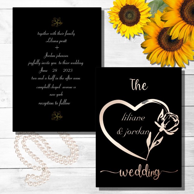  Premium Real Gold Elegant Monogram Black  Foil In Invitation (Creator Uploaded)