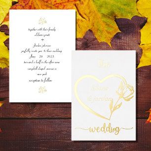 Premium Real Gold Elegant Monogram WHITE Foil In Invitation