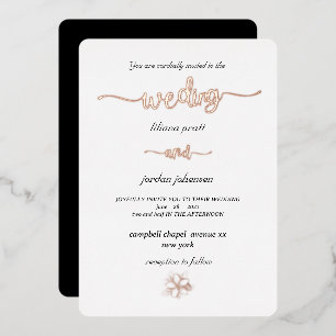 Premium Real Gold Elegant Monogram white Foil Inv Invitation