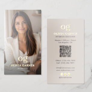 Premium Real Gold Foil Photo & QR Code Business Cards