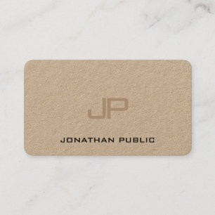 Premium Real Kraft Paper Elegant Monogrammed Business Card