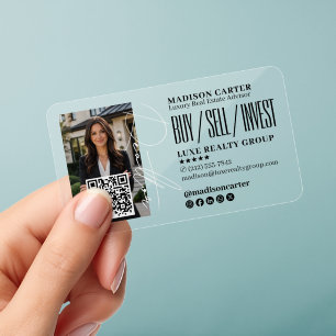 Premium Realtor Transparent Bold Real Estate Agent Clear Business Cards