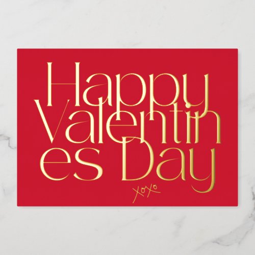 PREMIUM RED MODERN XOXO HEART VALENTINES DAY GOLD FOIL HOLIDAY CARD