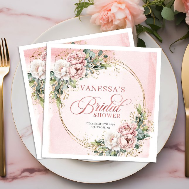 Premium rose gold blush floral bridal shower napki paper dinner napkins (Premium rose gold blush floral bridal shower napkins

)