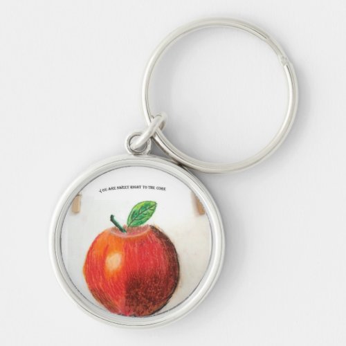 Premium Round Keychain Red Apple You Are Sweet