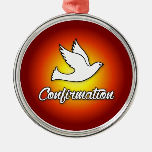 Premium Round Ornament, Confirmation, Dove, Red