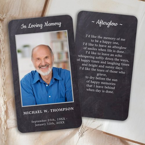 Premium Rustic Memorial Photo Funeral Prayer Card
