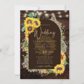 Premium Rustic Sunflowers Lace Wedding Invitation (Front)