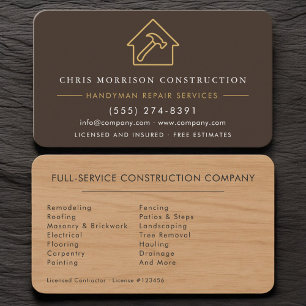 Premium Rustic Wood Remodeling Handyman Business Card