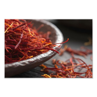 Premium Saffron Threads Extreme Macro Close Up Lux Photo Print