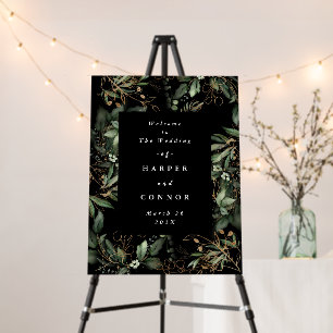 Premium Sage Modern Eucalyptus Black Wedding Sign