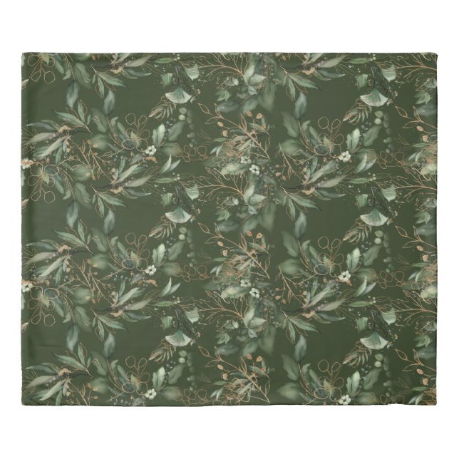 Premium Sage Modern Eucalyptus Green Duvet Cover (Front)