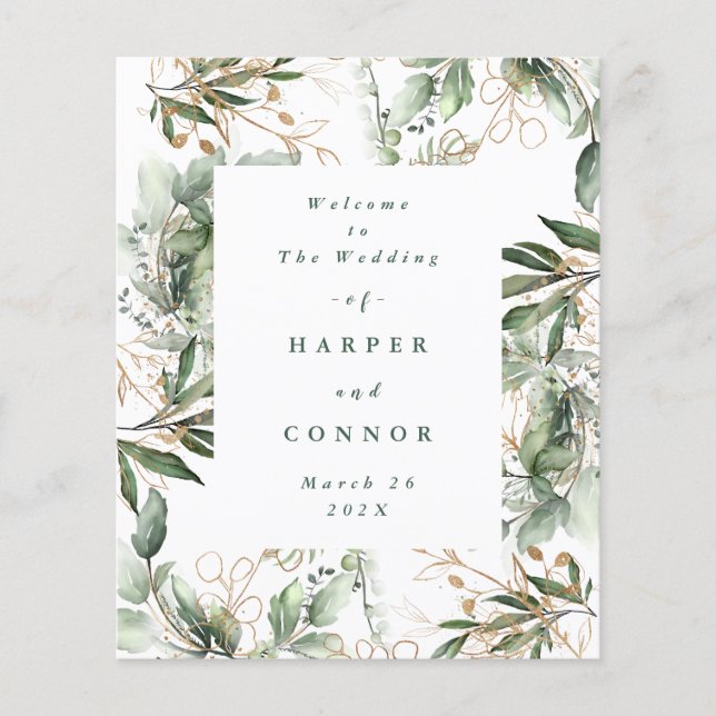 Premium Sage Modern Eucalyptus Green Wedding (Front)