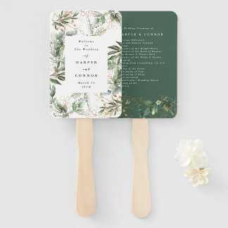 Premium Sage Modern Eucalyptus Green Wedding Hand Fan