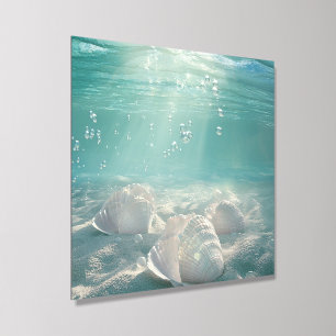 Premium Seafoam Green Seashell Art Print Acrylic Photo Tile