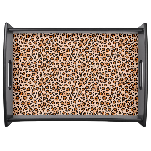 Premium Seamless Wild Safari Cat Animal Print Serving Tray (Front)