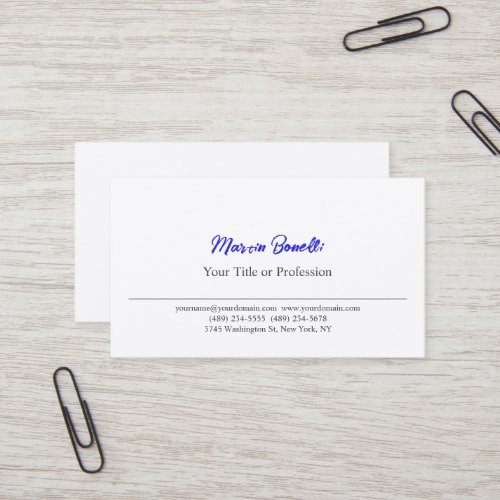 Premium Silk Black  White Blue Professsional Business Card
