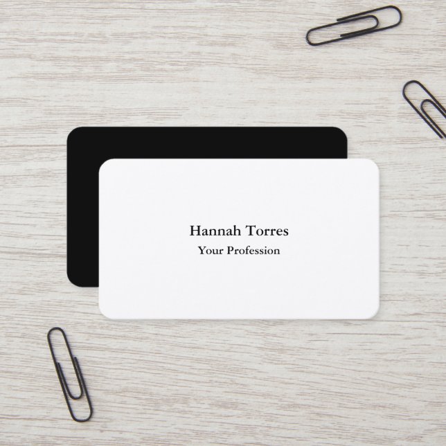 Premium Silk Black & White Plain Creative Modern Business Card (Front/Back In Situ)