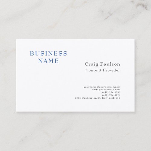 Premium Silk Blue White Minimalist Modern Business Card