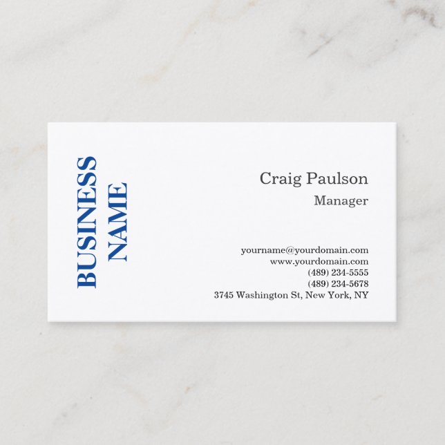 Premium Silk Blue White Minimalist Modern Business Card (Front)