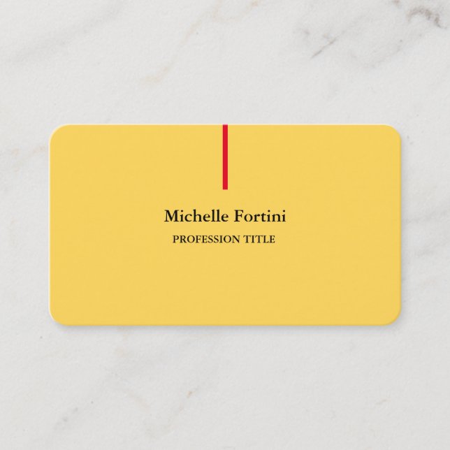 Premium Silk Elegant Plain Minimalist Yellow Business Card (Front)