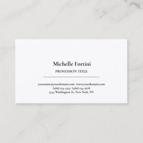 Premium Silk Elegant Plain Simple White Minimalist Business Card