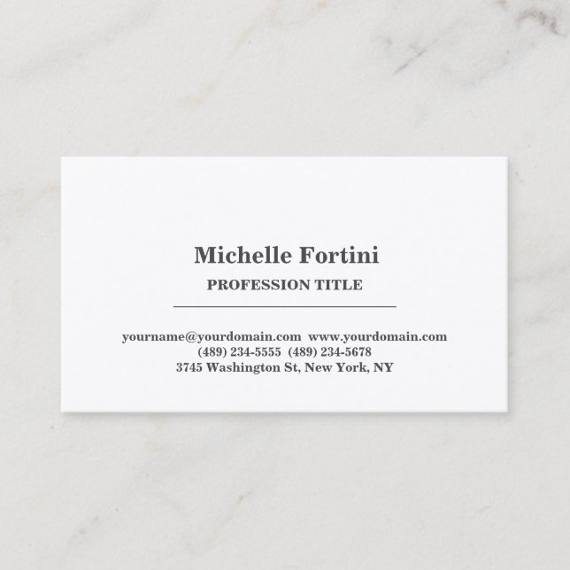 Premium Silk Elegant Plain Simple White Minimalist Business Card (Front)