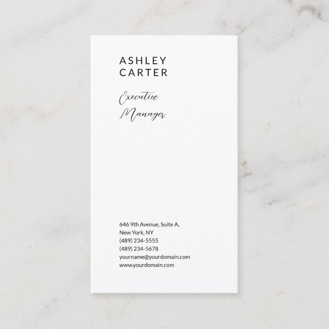 Premium silk elegant white minimalist modern business card (Front)