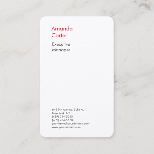 Premium silk elegant white plain minimalist modern business card