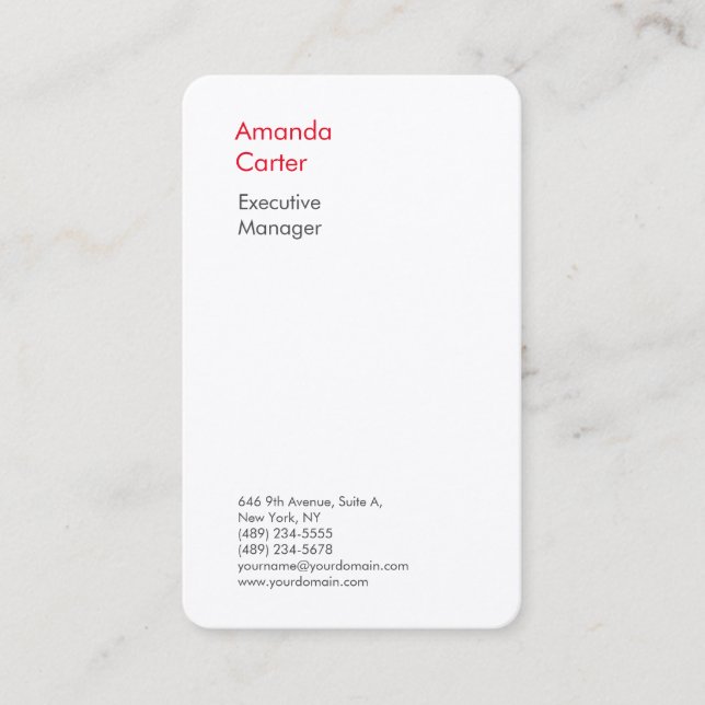 Premium silk elegant white plain minimalist modern business card (Front)